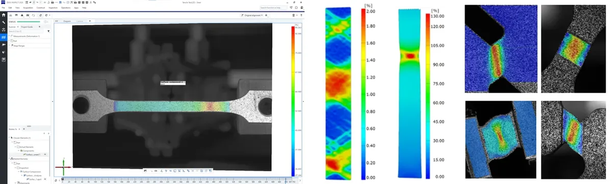 ARAMIS use case — full-field strain measurement of a tensile specimen and visualization of strain concentration